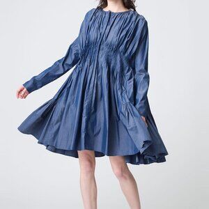 NWT Merlette Martel Pleated Dress in Chambray -- Size Small